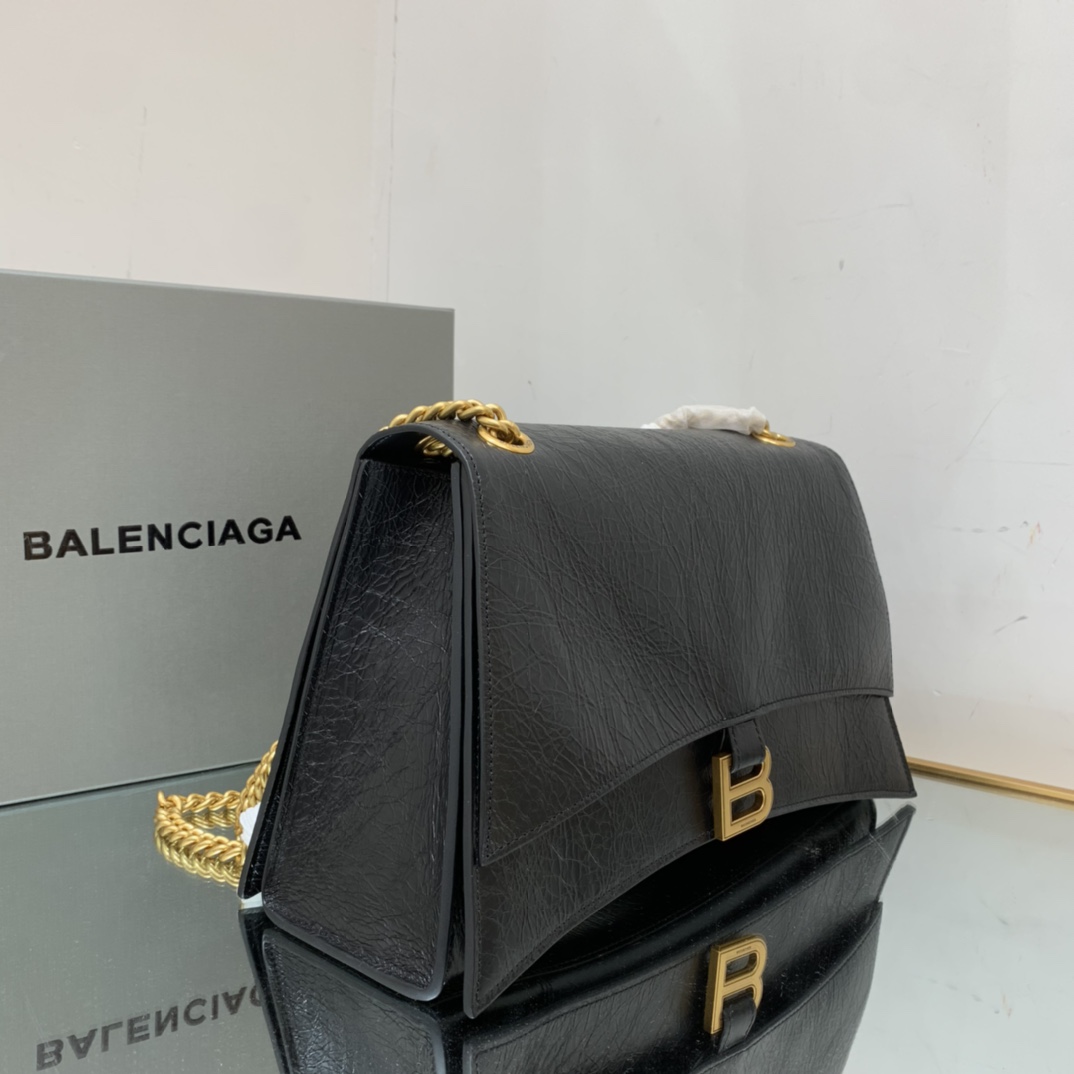 Ba1en*iaga Crush Medium Chain Bag In Black For Women 12in/ 31cm