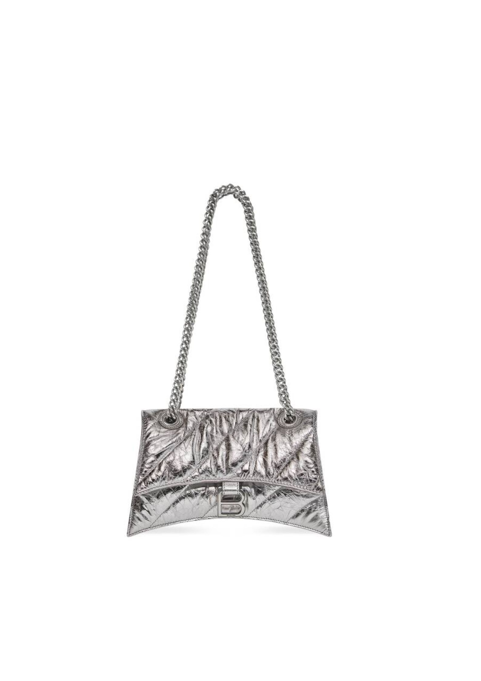 Ba1en*iaga Crush Small Chain Bag Quilted In Sliver Tone For Women 9.8in/25cm 716351210IW8110