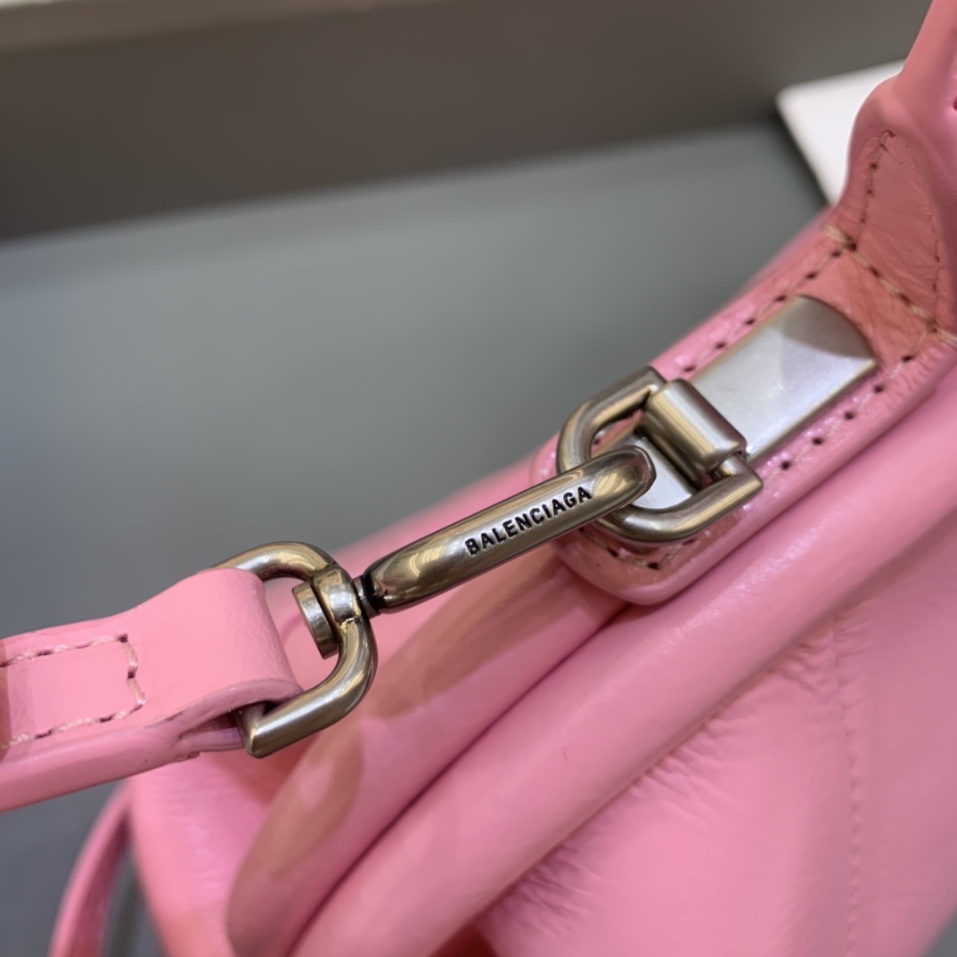 Ba1en*iaga Editor Small Top Handle Bag Pink/Black For Women 10.6 in/27 cm