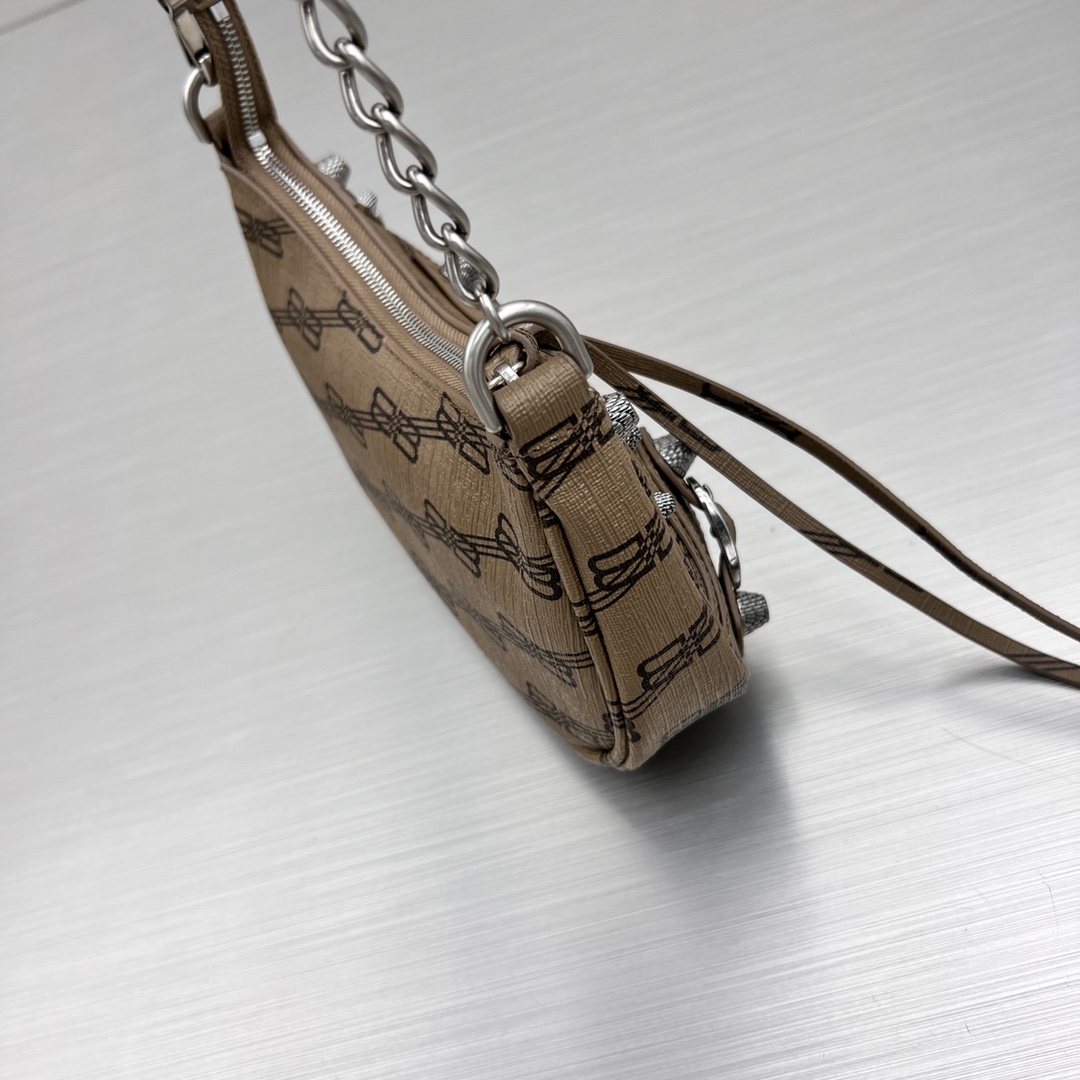 Ba1en*iaga Le Cagole Mini Bag With Chain Bb Monogram Coated Canvas In Beige For Women 8.2 in/20.8 cm 695814210E72762