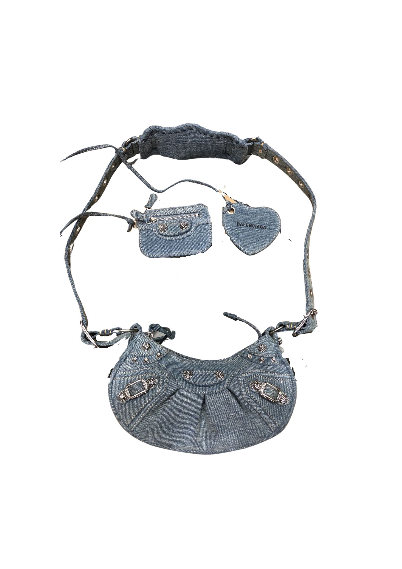 Ba1en*iaga Le Cagole Small Shoulder Bag Denim In Blue For Women 13in/33cm