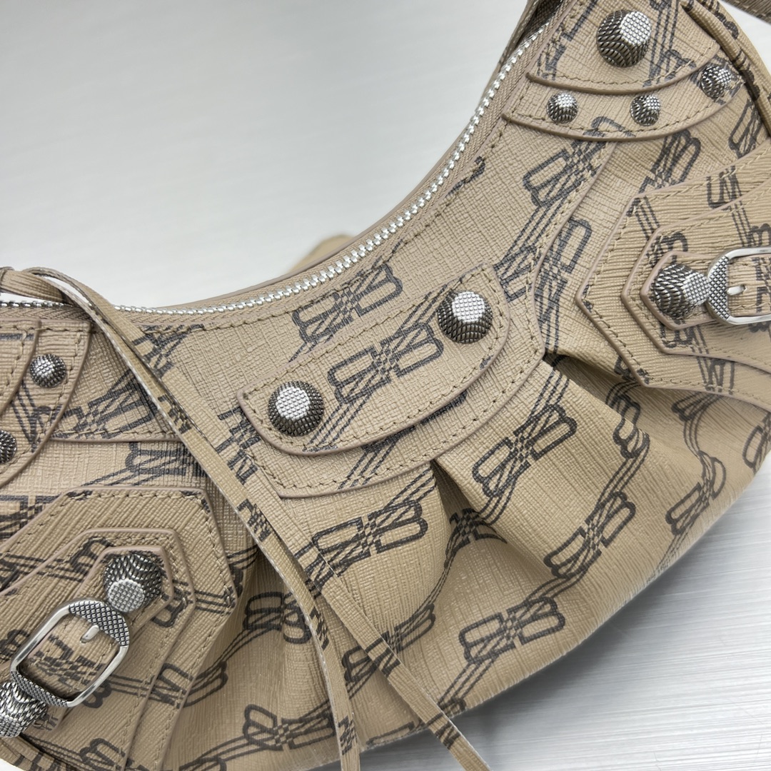 Ba1en*iaga Le Cagole XS Shoulder Bag Bb Monogram Coated Canvas In Beige For Women 10.2 in/26 cm