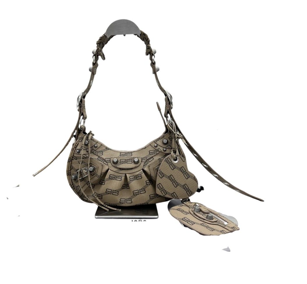 Ba1en*iaga Le Cagole XS Shoulder Bag Bb Monogram Coated Canvas In Beige For Women 10.2 in/26 cm
