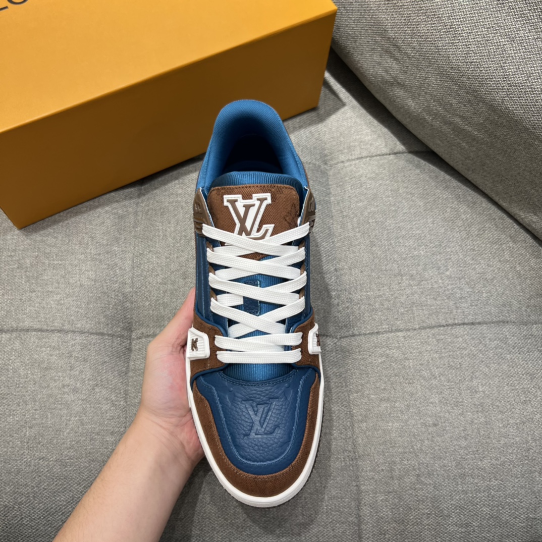 L0vis Vvtt0n LV Trainer Sneaker Brown And Dark Blue For Men