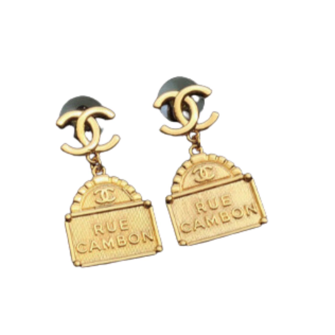 Ch**el Bag Shape Earrings Gold For Women