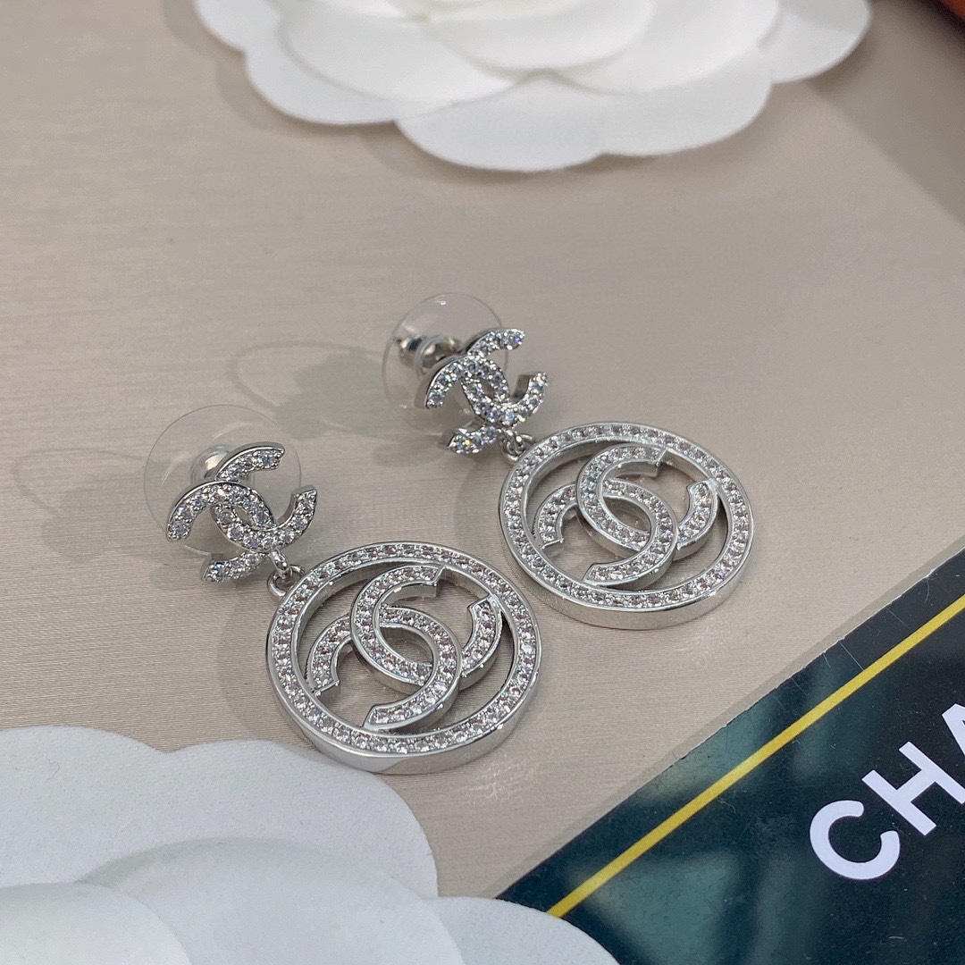 Ch**el Circle Earrings Silver For Women