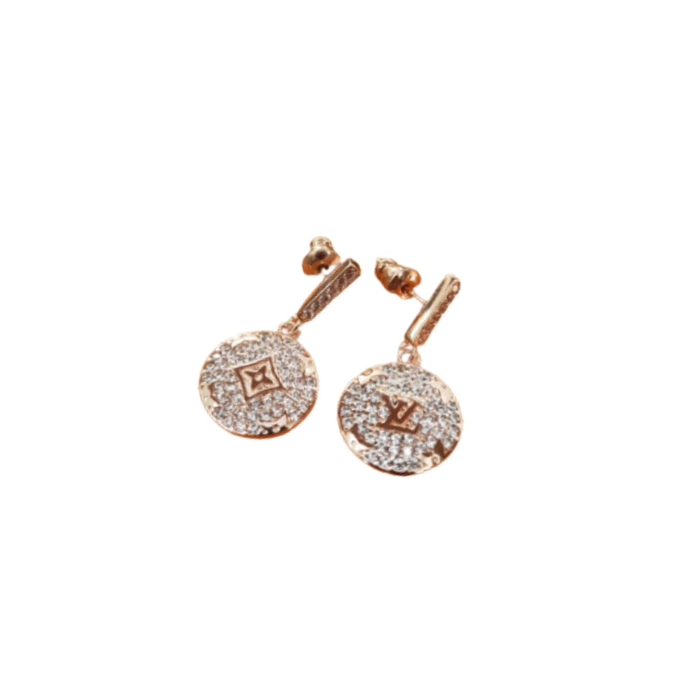 L0vis Vvtt0n Color Blossom Earrings Pink Gold Tone For Women