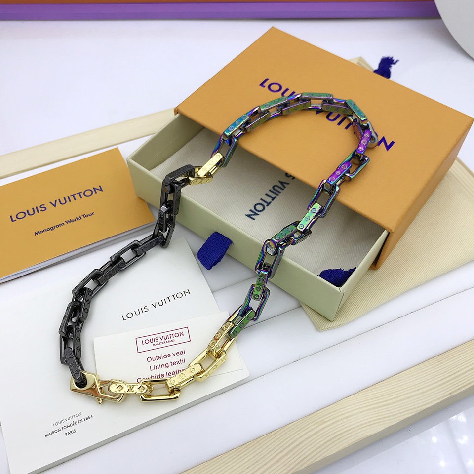 L0vis Vvtt0n Combinating Color Monogram Chain Necklace Multicolor For Men