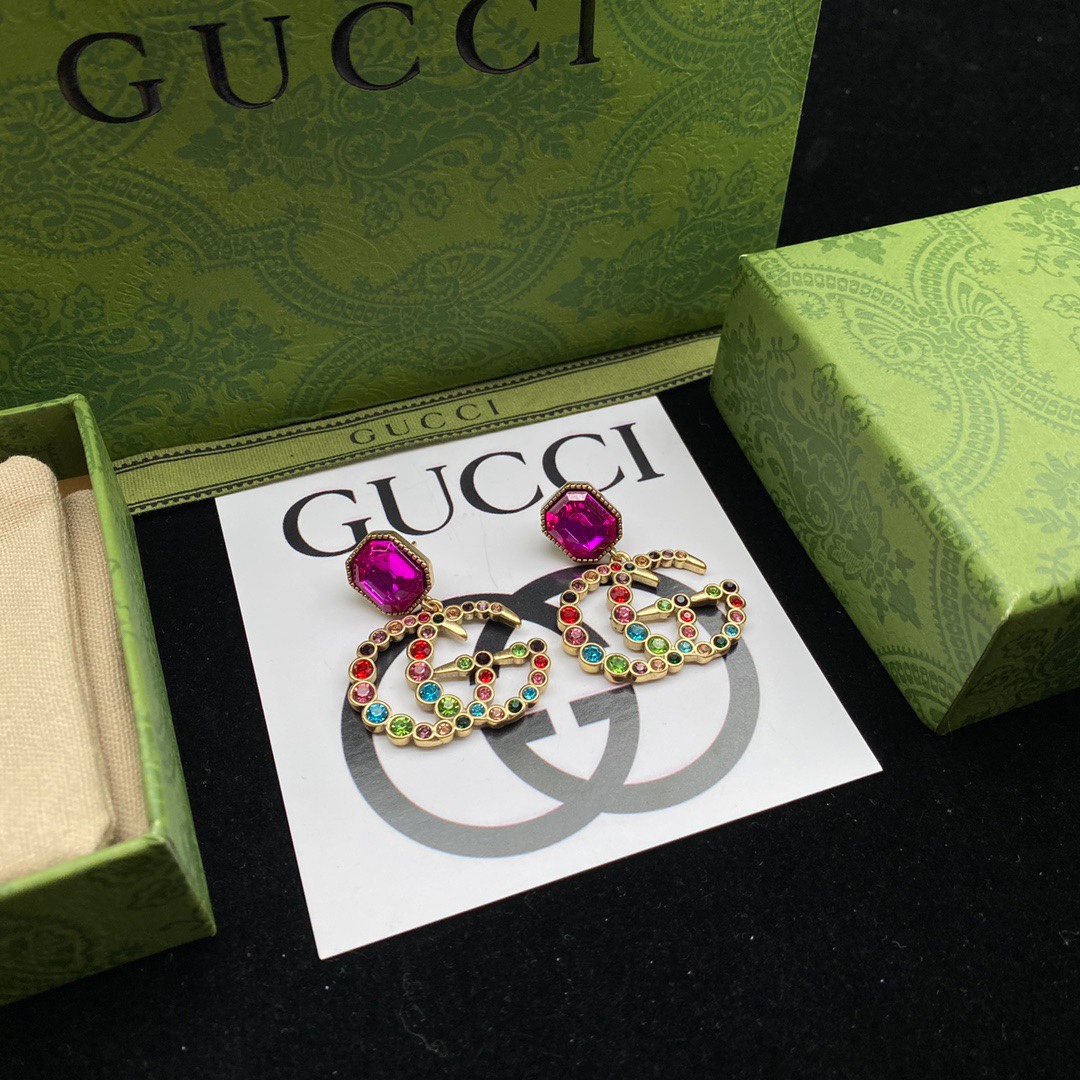 Gvc*1 D1am0nd GG Earrings Pink For Women