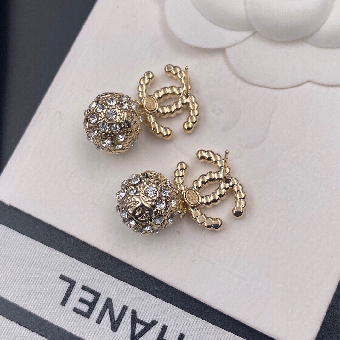Ch**el Double C Earrings Gold For Women