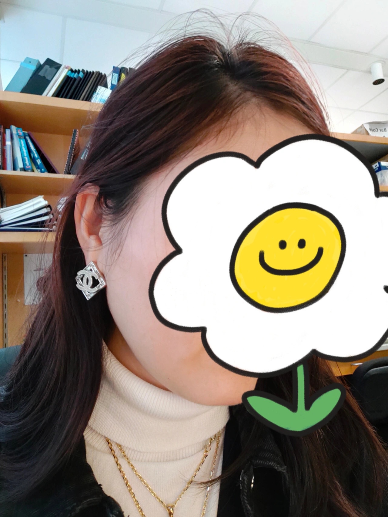 Ch**el Double C Square Earrings Silver For Women