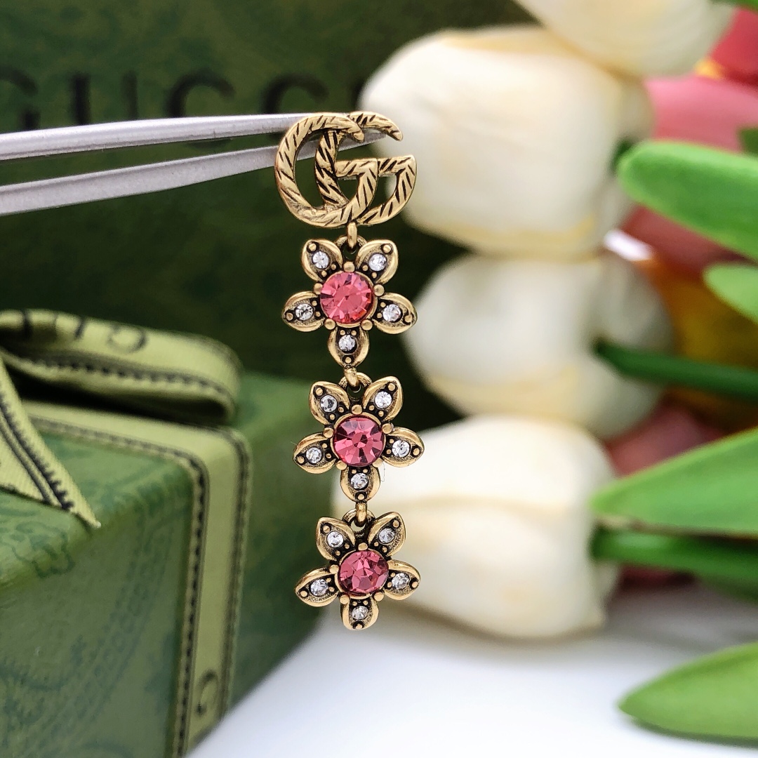 Gvc*1 Flower Stud Earrings Pink For Women