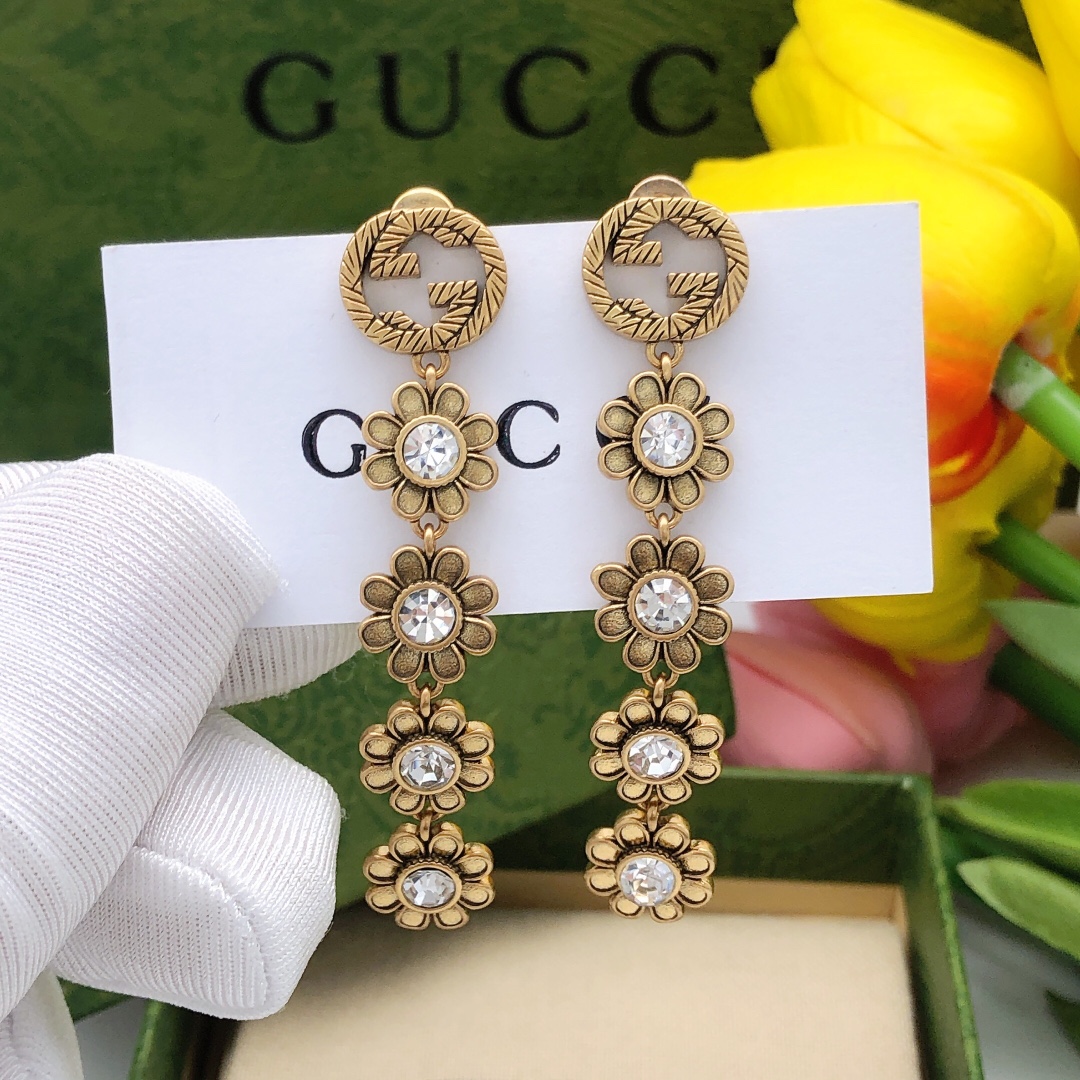 Gvc*1 Flower Tassel Earrings Gold For Women