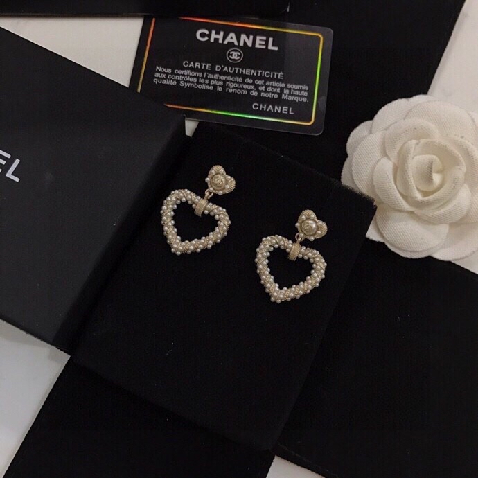 Ch**el Heart Earrings Gold For Women