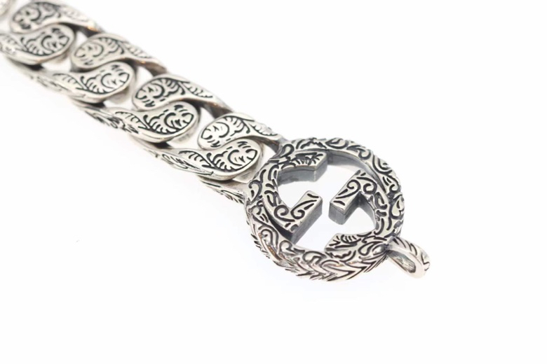 Gvc*1 Interlocking G Chain Bracelet Silver Tone For Men 454285 J8400 0811