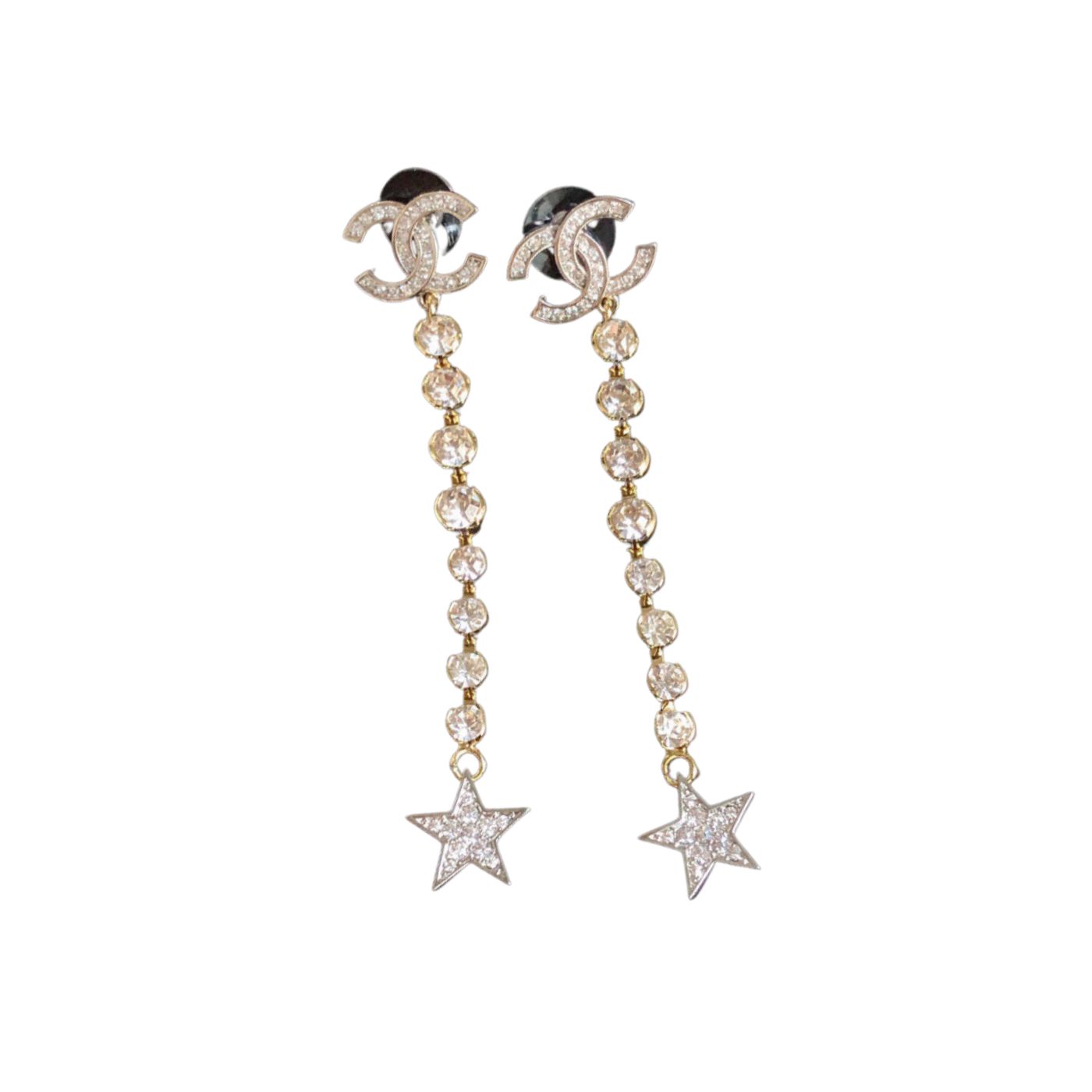 Ch**el Long Star Earrings Gold For Women