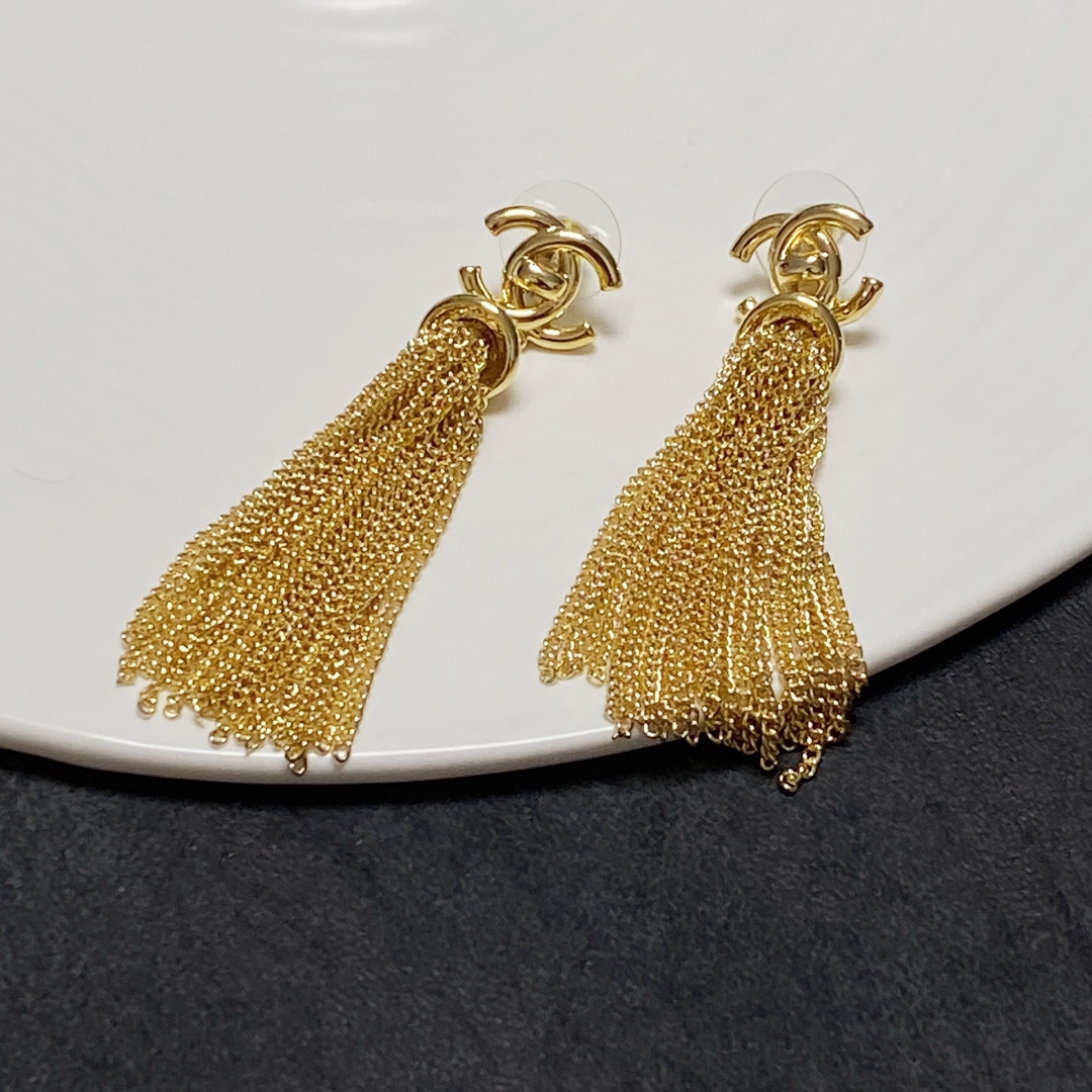 Ch**el Long Tassel Earrings Gold For Women