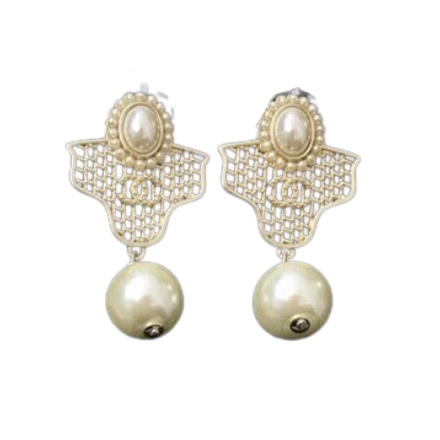 Ch**el Mesh Earrings Gold For Women