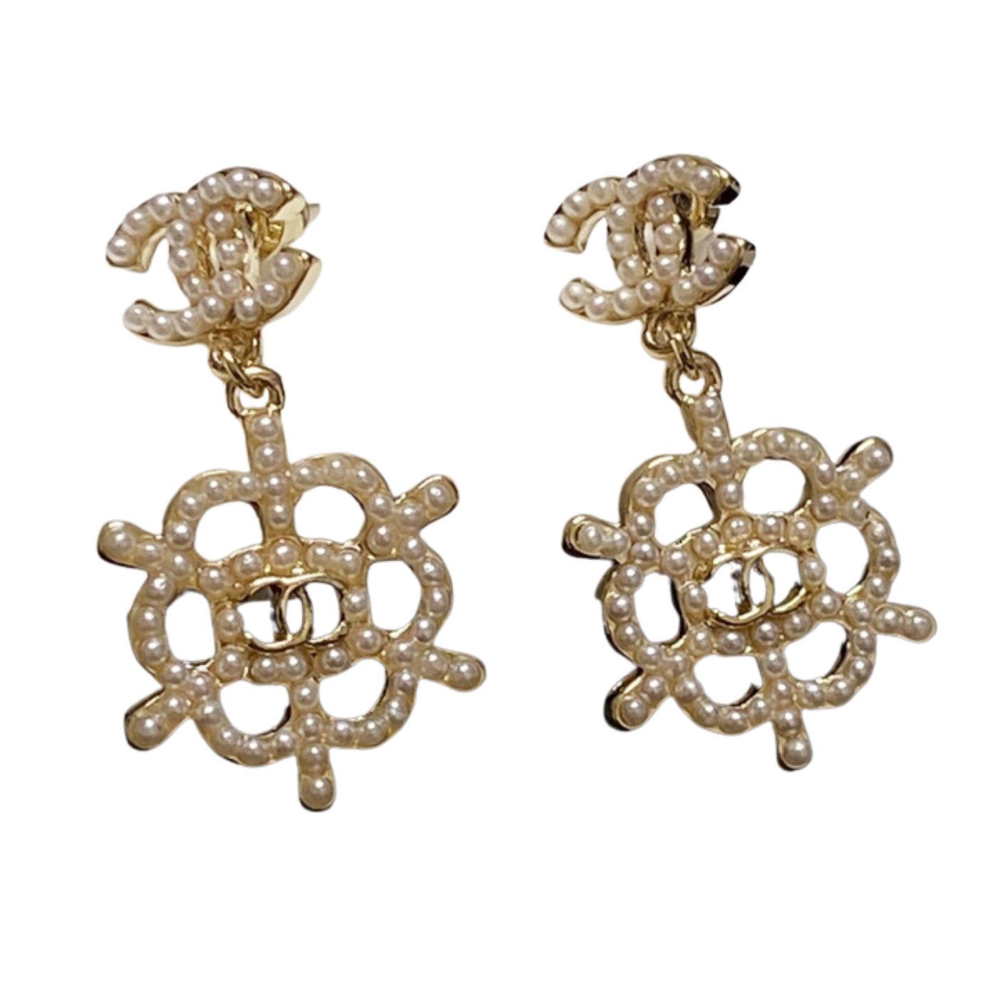 Ch**el Pearl Earrings Gold For Women