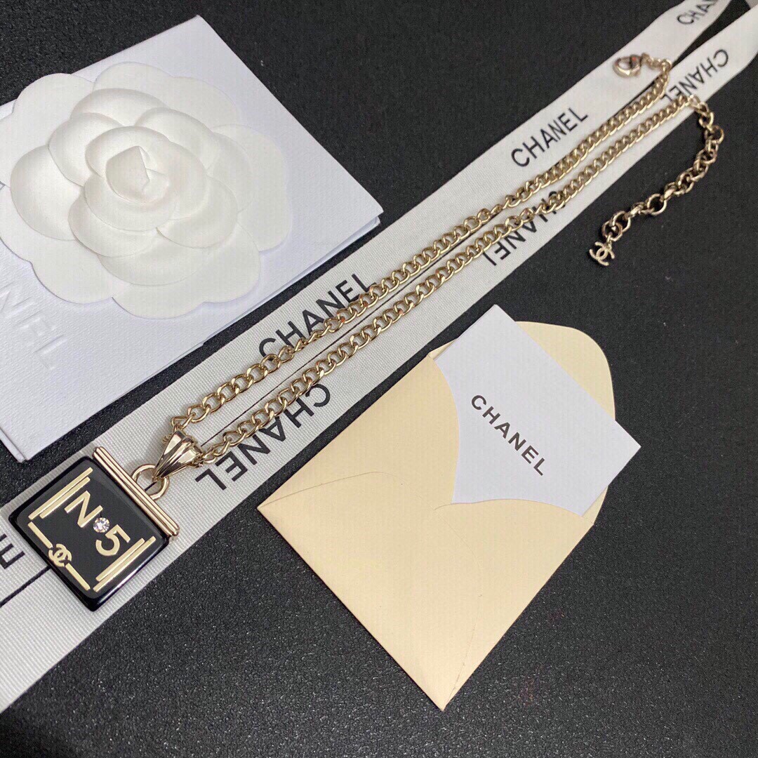 Ch**el Perfume Bottle Necklace Gold For Women