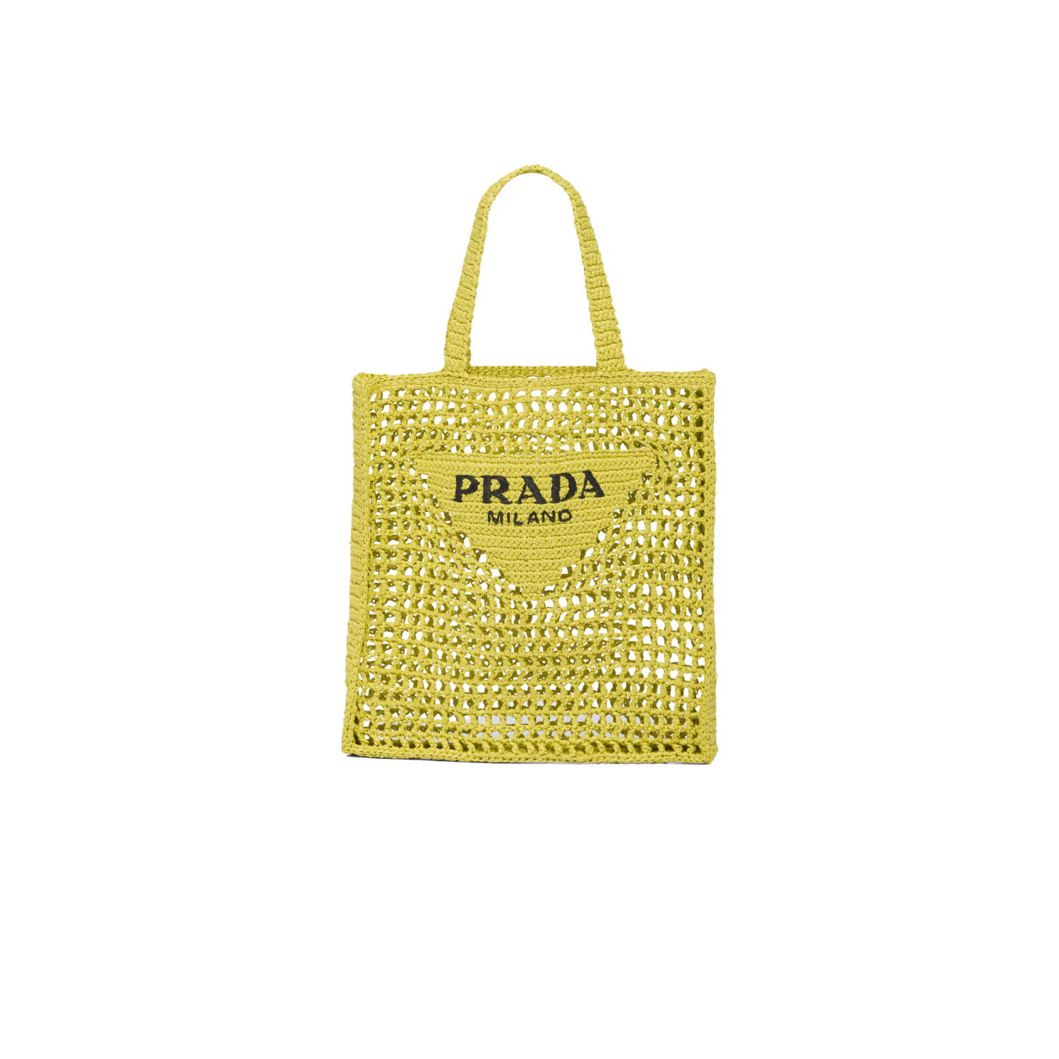 Pra*a Raffia Tote Bag Citron yellow For Women 1BG393_2A2T_F0322_V_OOO 14.9in/38cm