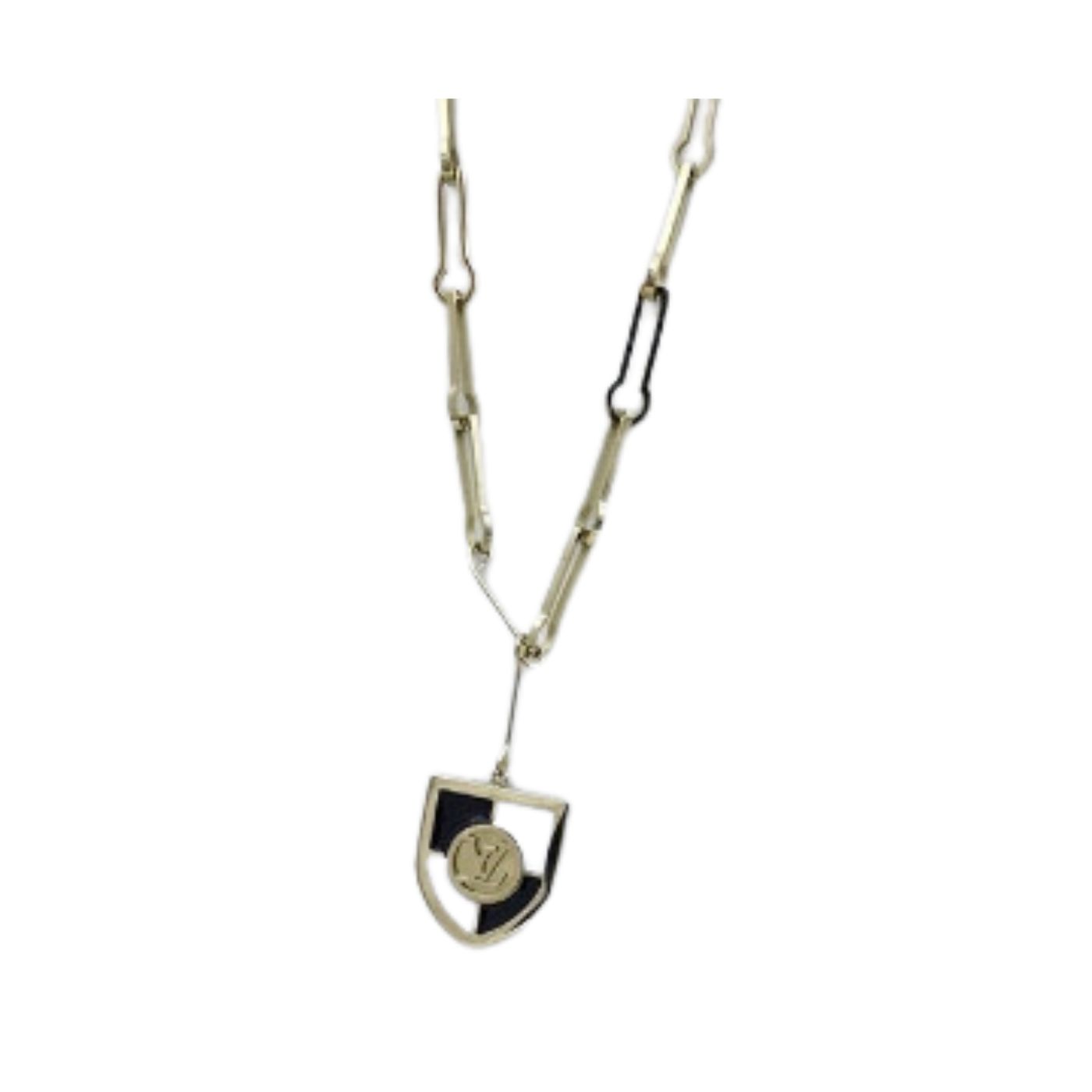 Gvc*1 Shield Necklace Gold Tone For Women
