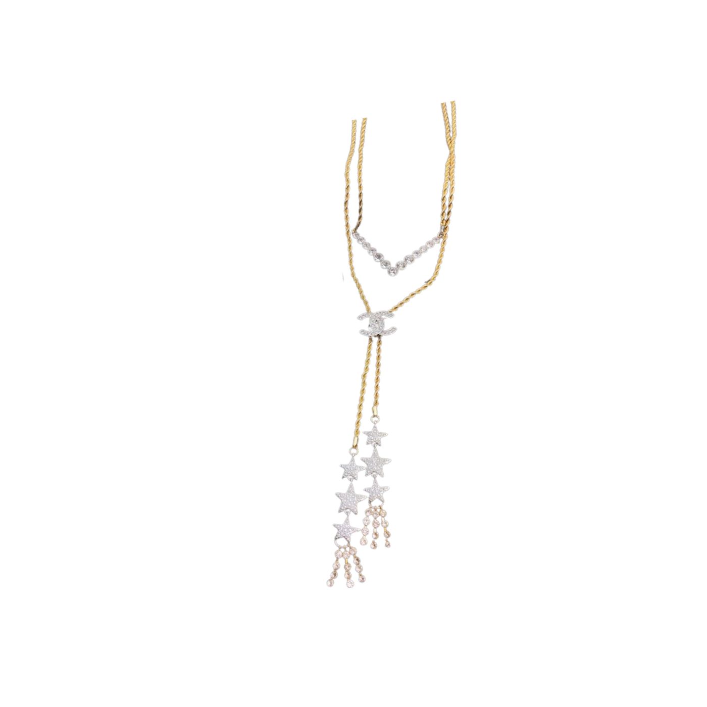 Ch**el Sixfold Star Necklace Gold Tone For Women