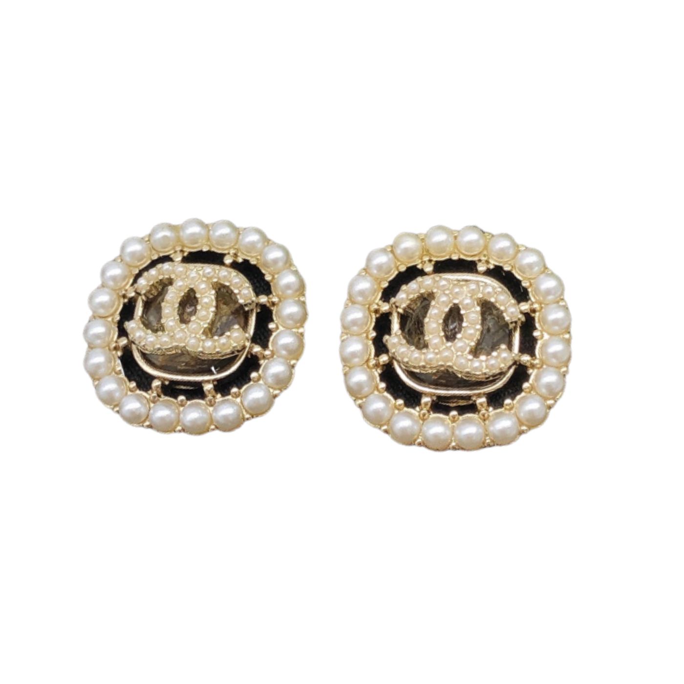 Ch**el Slim Rice Grain Round Earrings Gold For Women