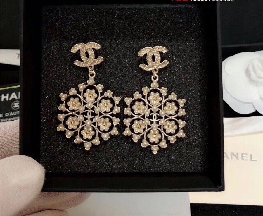 Ch**el Snowflakes Earrings Gold Tone For Women