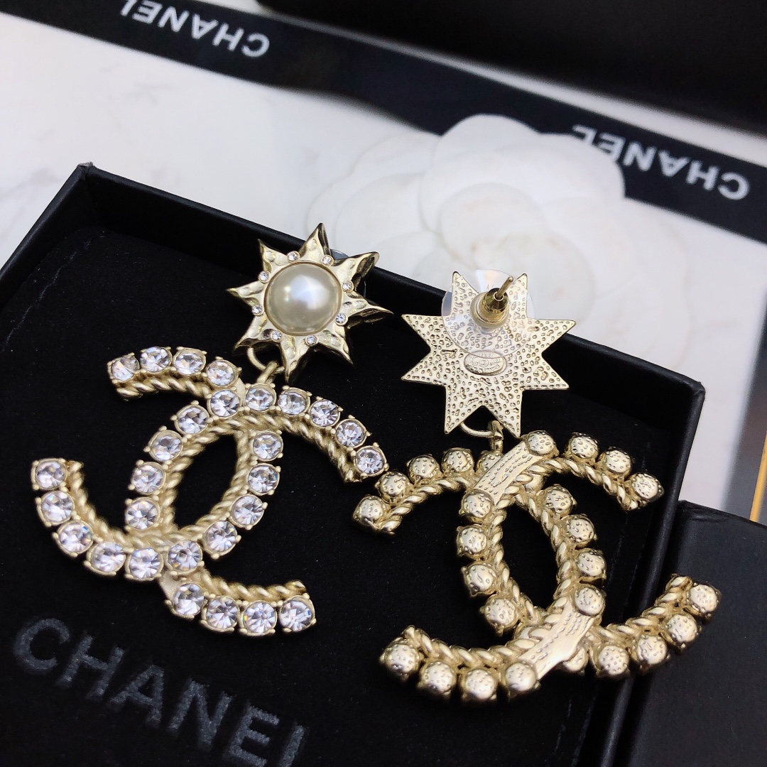 Ch**el Sun Shape Earrings Gold Tone For Women