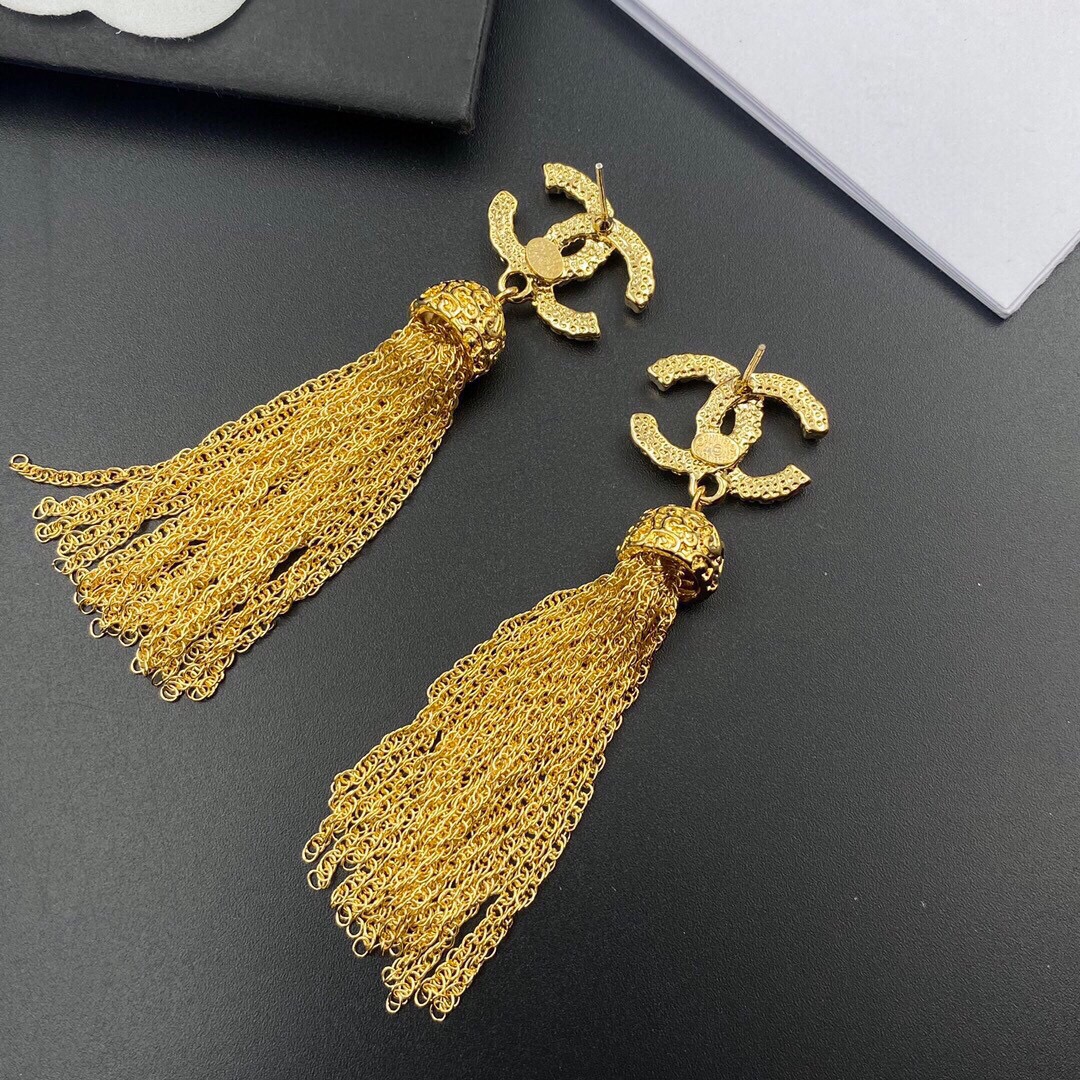 Ch**el Tassel Earrings Gold For Women
