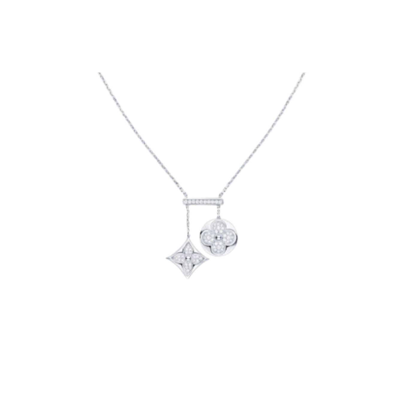 L0vis Vvtt0n Two Blossom Necklace Silver Tone For Women