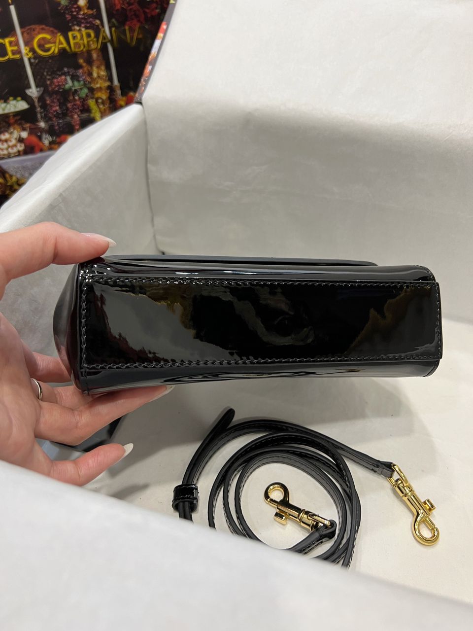 Dolce & Gabbana Sicily Bag In Polished Black Mini Size For Women 18cm/ 7 Inches