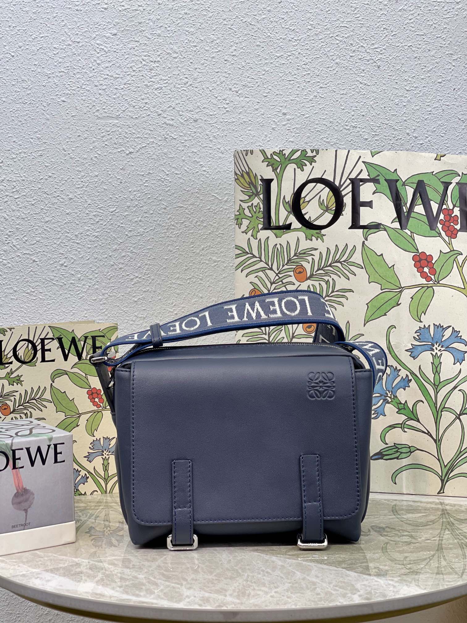 L0ew* XS Military Messenger Bag Black/Green/Navy Blue For Women 9.1in / 23cm B553A72X22