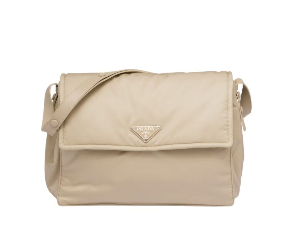 Pra*a Large Padded Shoulder Bag In Beige For Women 14.1in/ 36cm 1BD256_RDLN_F0F24_V_OOO