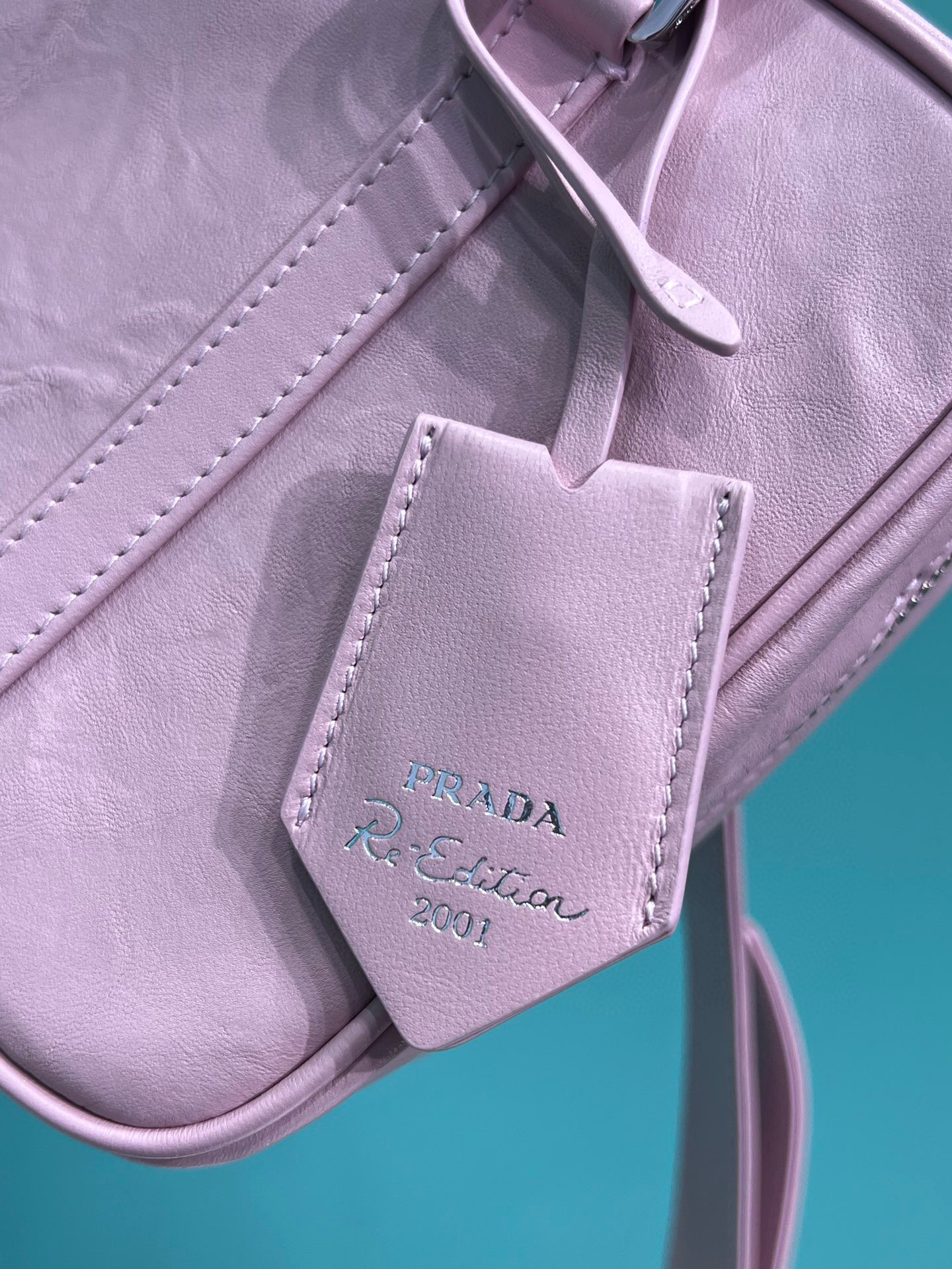 Pra*a Medium Antique Nappa Top Handle Bag In Green/Pink For Women 9.5 in/ 24cm 1BB092_UVL_F0092_V_T2O