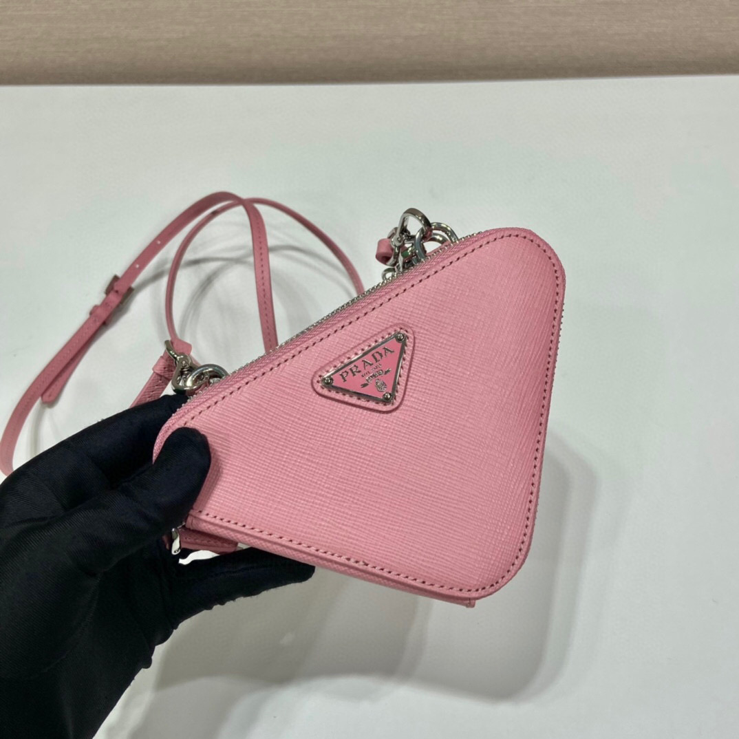 Pra*a Saffiano Mini Pouch In Pink For Women 5.9in/ 15cm 1NR015_053_F0442