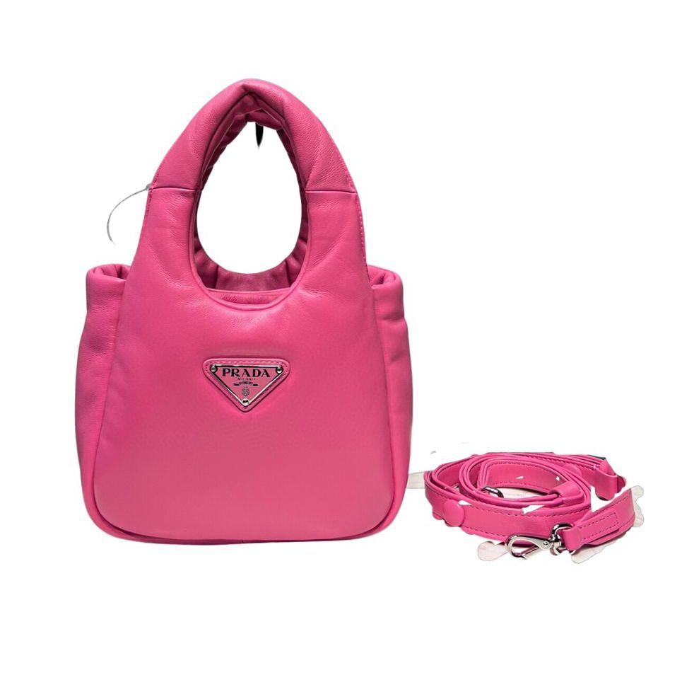 Pra*a Small Padded Pra*a Soft Nappa Bag In Pink For Women 7.1 in/ 18 cm