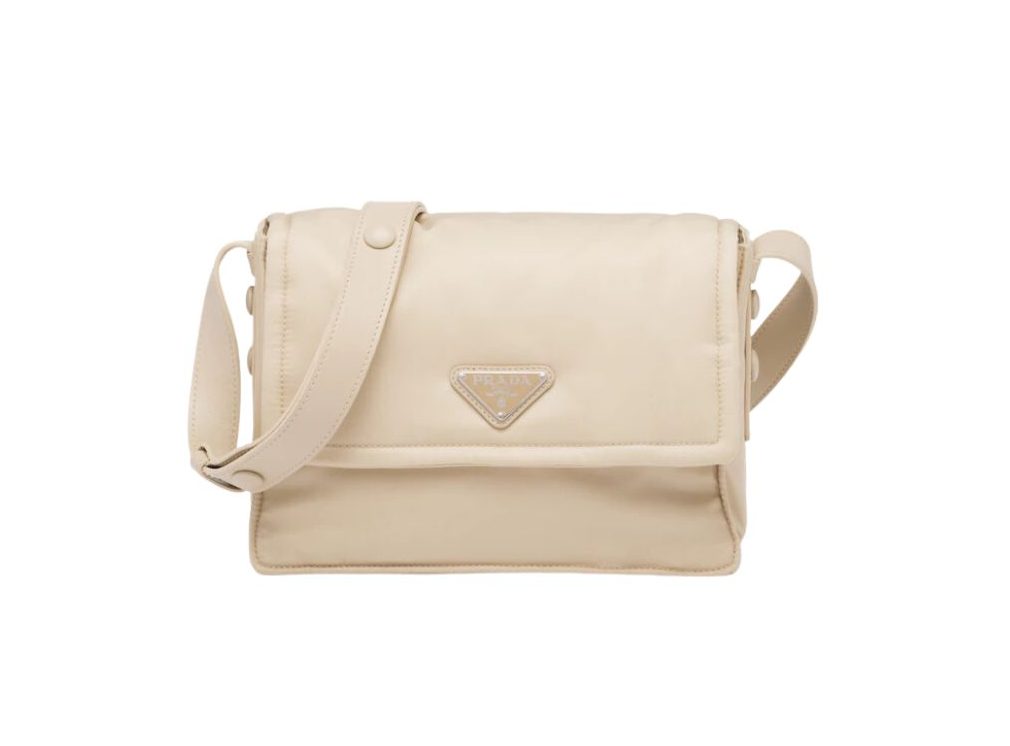 Pra*a Small Padded Shoulder Bag In Beige/Pink For Women 9.1in/ 23cm 1BD313_RDLN_F0F24_V_OOO
