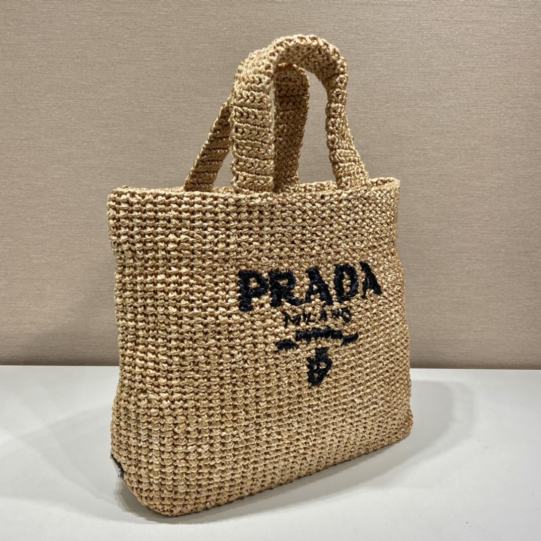 Pra*a Raffia Tote Bag Beige For Women, Women’s Bags 18.5in/47cm