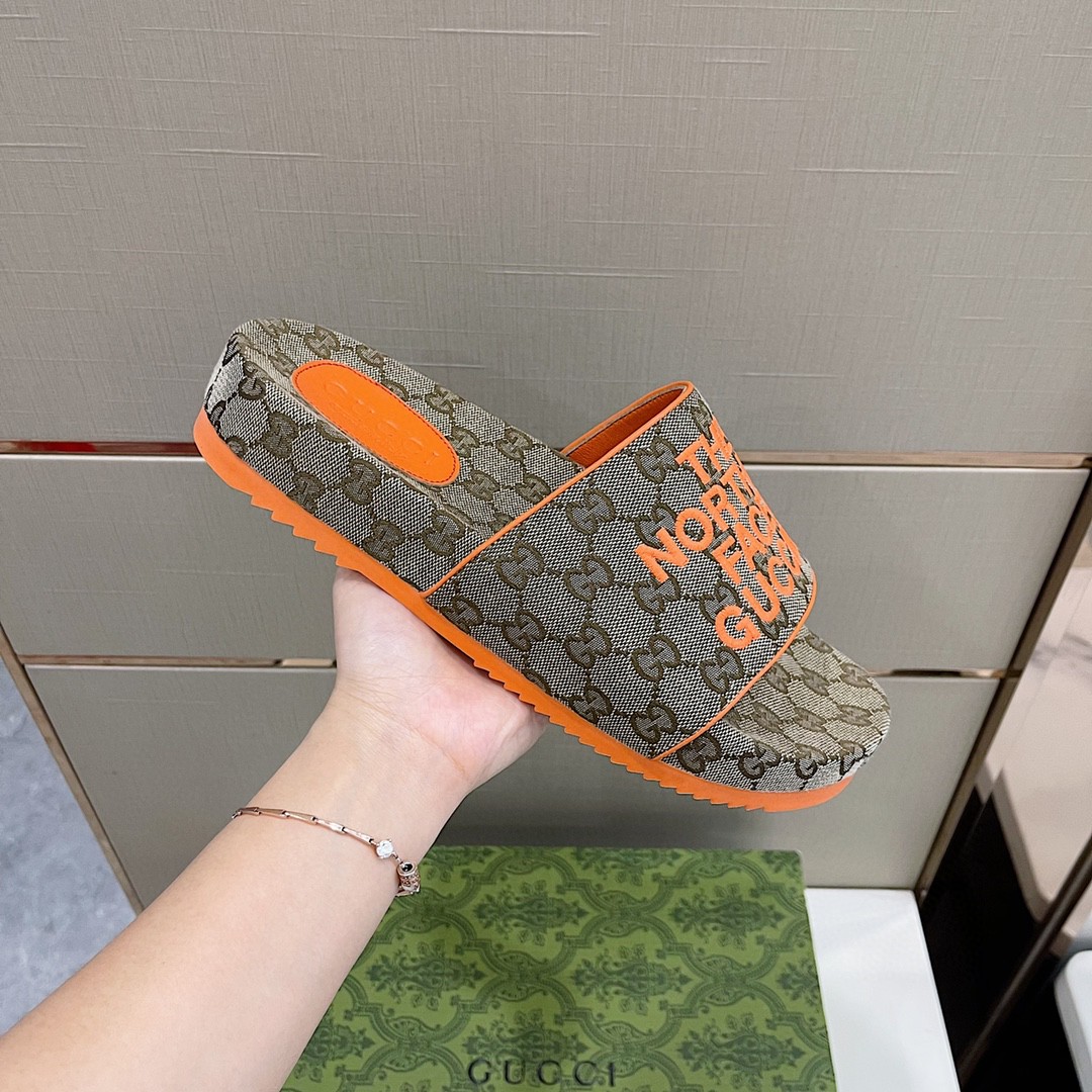 Gvc*1 GG Canvas Slide Sandal Grey For Men