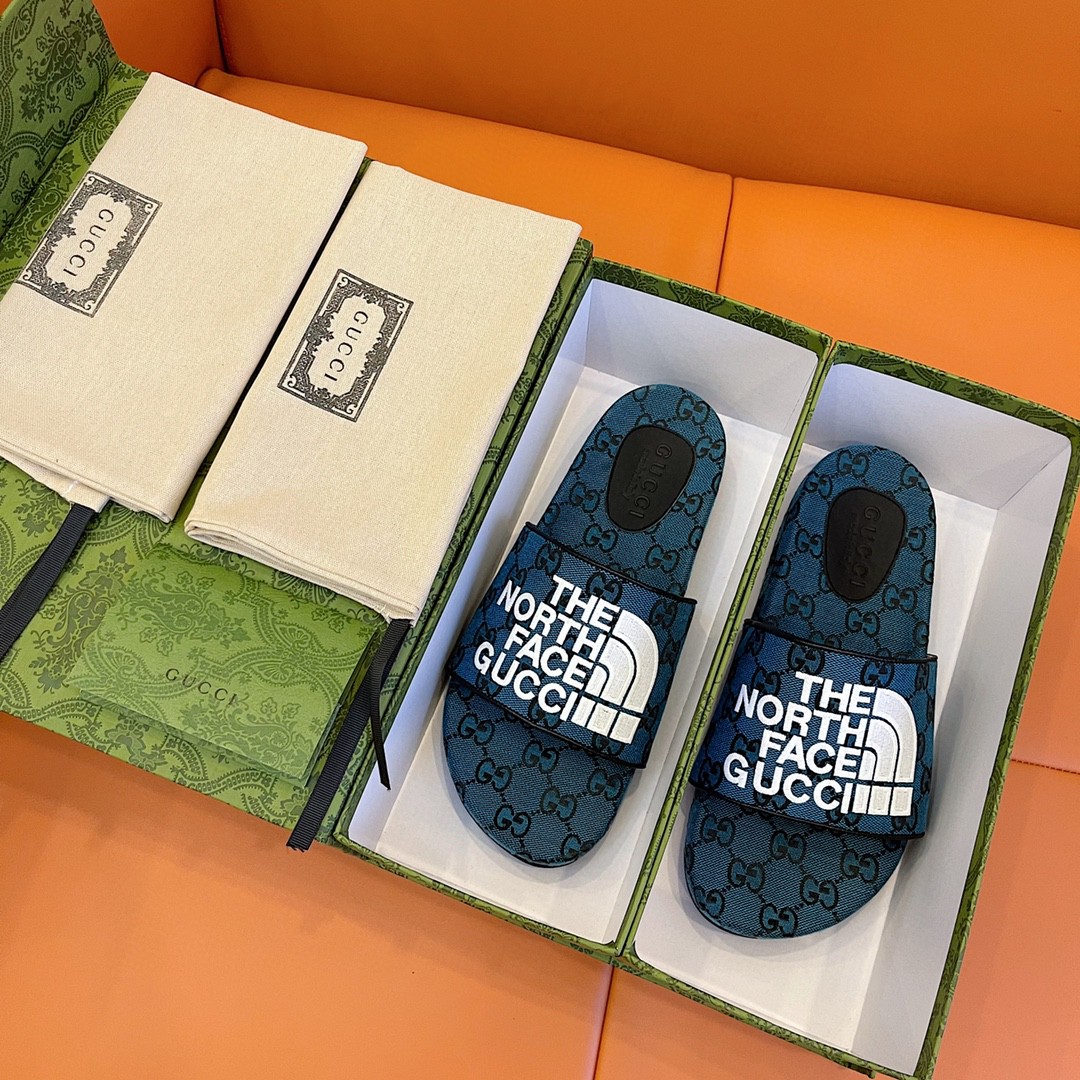 Gvc*1 GG Canvas Slide Sandal Blue For Men