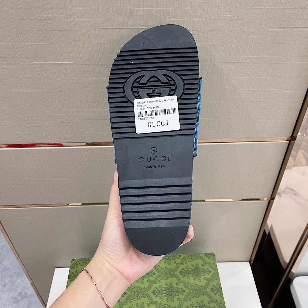 Gvc*1 GG Canvas Slide Sandal Blue For Men