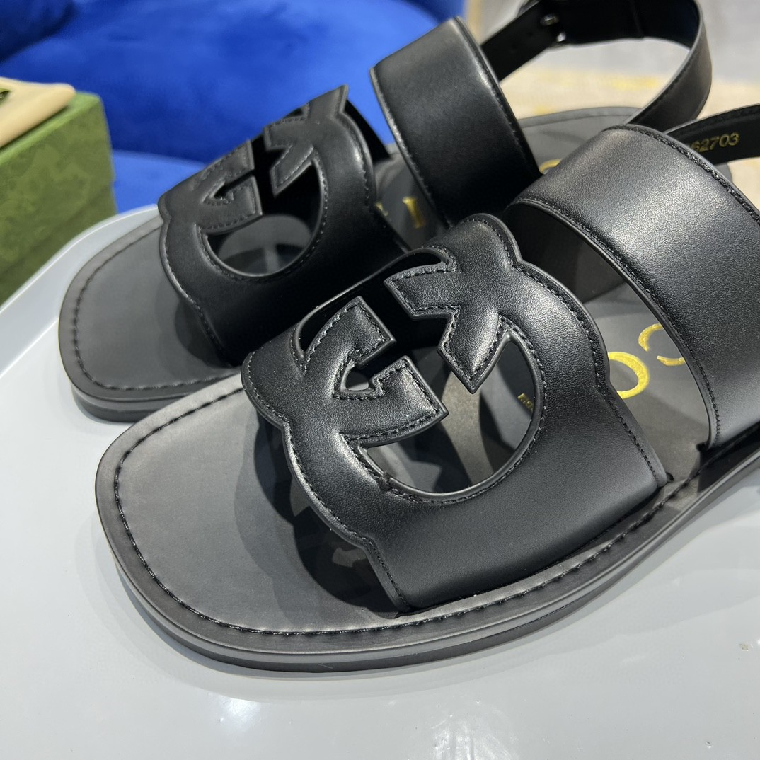 Gvc*1 Interlocking-G Sandal Black For Men 723627 US000 1000