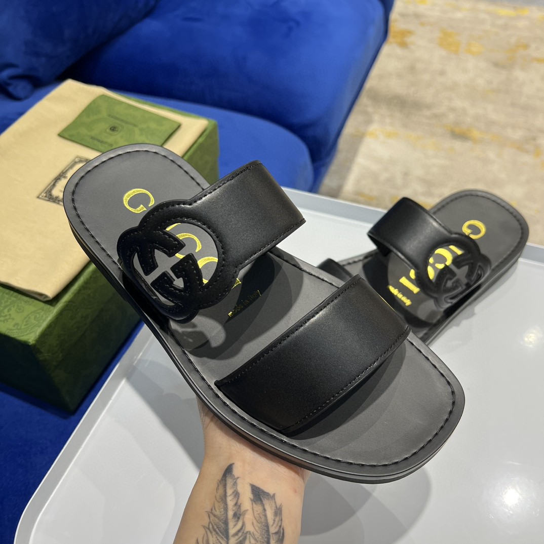 Gvc*1 Interlocking-G Slide Sandal Black For Men