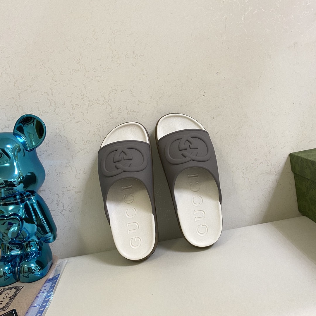 Gvc*1 Interlocking G Slide Sandal Dark Grey For Men 692380 JF000 1126