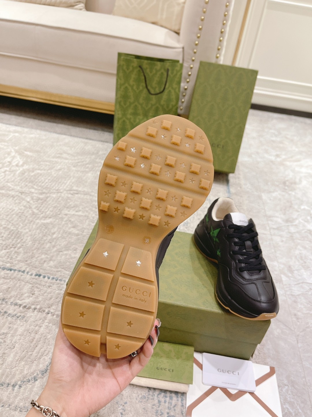 Gvc*1 Rhyton Sneaker With Stars Black For Men 665604 2SHD0 1060