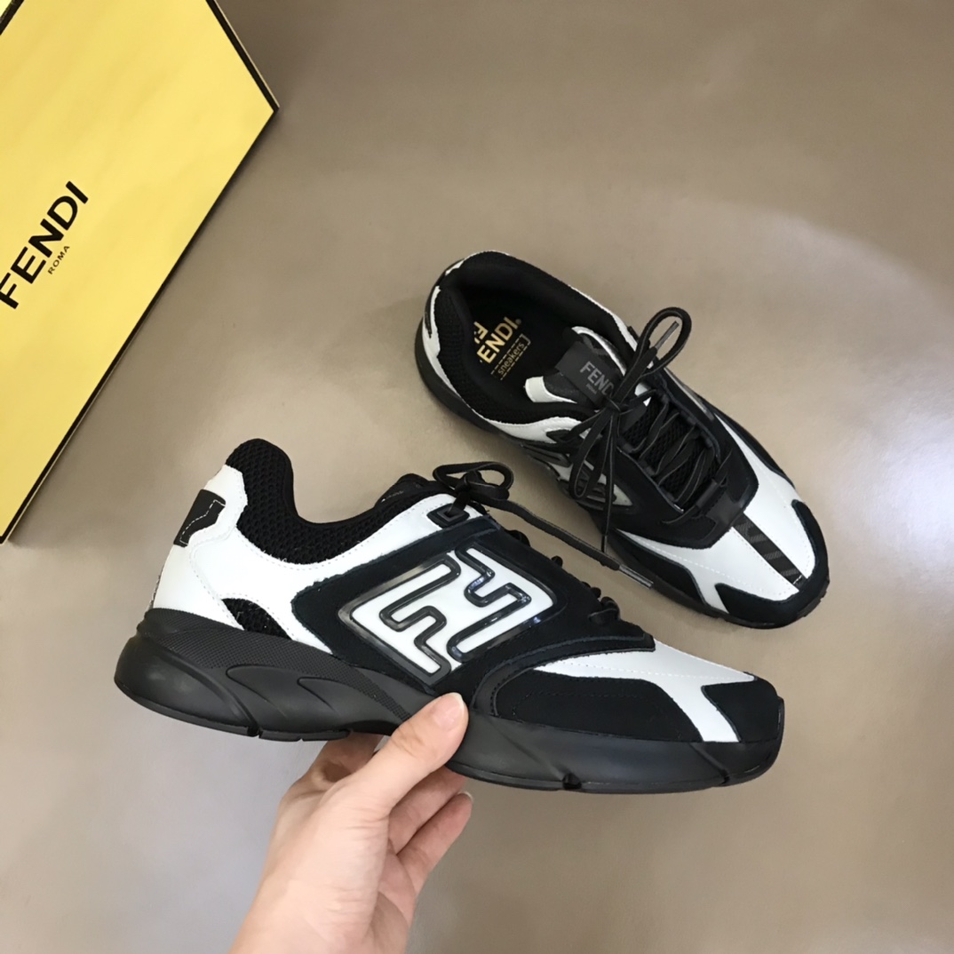 F**di FD Faster Trainers Sneakers Black And White For Men