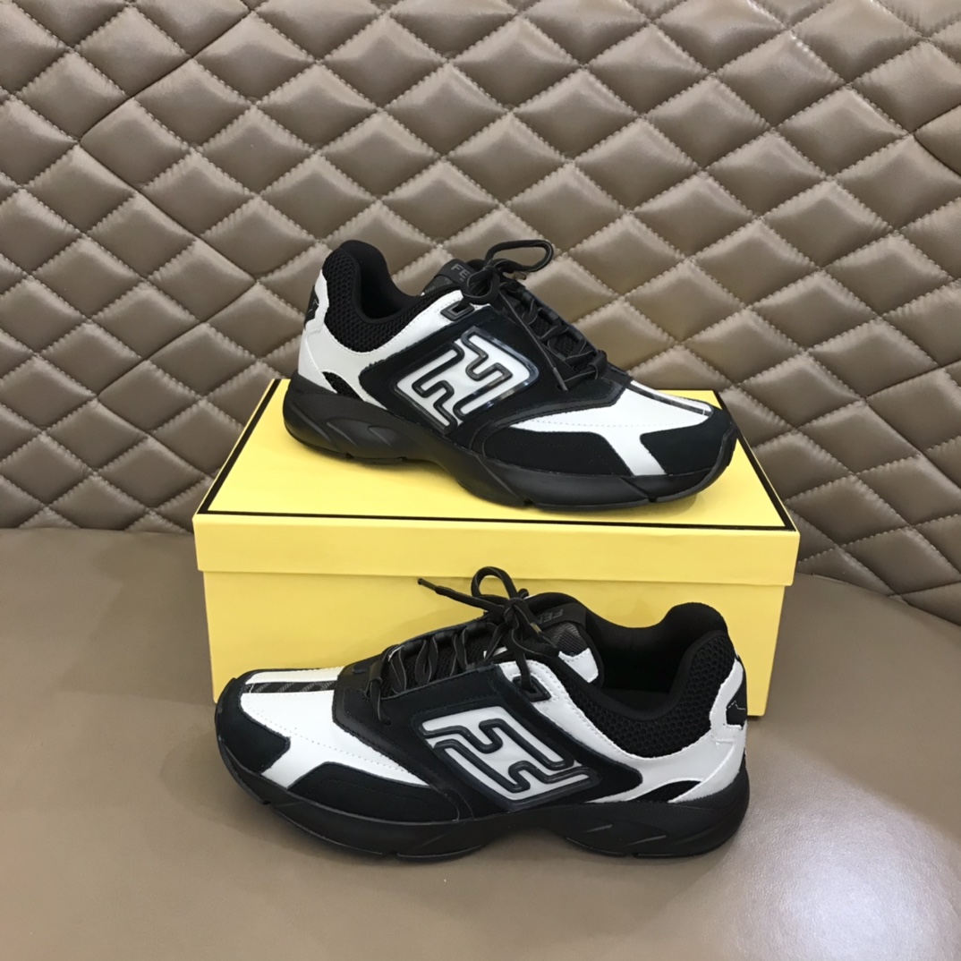 F**di FD Faster Trainers Sneakers Black And White For Men