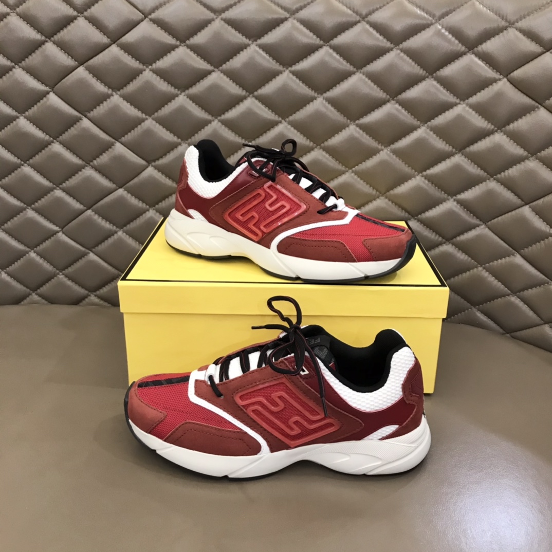 F**di FD Faster Trainers Sneakers Burgundy For Men 7E1555AKX6F1ICI